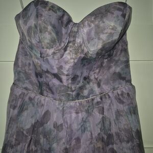 Lulu's Purple Floral Strapless Dress